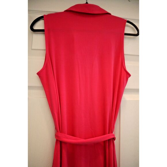 Michael Kors Women's Sz M Electric Pink Sleeveless Button Down Shirt Dress - Picture 8 of 8